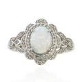 Sterling Silver Opal & White Sapphire Ring - Hypoallergenic Jewelry