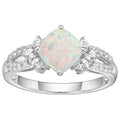 Sterling Silver Opal & White Sapphire Ring - Hypoallergenic Jewelry