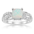Sterling Silver Opal & White Sapphire Ring - Hypoallergenic Jewelry