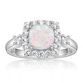Sterling Silver Opal & White Sapphire Ring - Hypoallergenic, Gift Boxed, Size 5