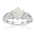 Sterling Silver Opal & White Sapphire Ring - Hypoallergenic Jewelry
