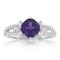 Sterling Silver Amethyst & White Sapphire Ring - Hypoallergenic Jewelry