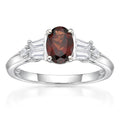 Sterling Silver Garnet & White Sapphire Ring - Hypoallergenic Elegant Jewelry
