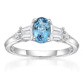 Sterling Silver Blue Topaz & White Sapphire Ring - Hypoallergenic Jewelry
