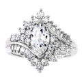 Sterling Silver Marquise Diamond Ring - Hypoallergenic Engagement or Cocktail Jewelry