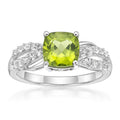 Sterling Silver Peridot and White Sapphire Ring - Hypoallergenic Jewelry