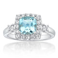 Sterling Silver Aquamarine & White Sapphire Ring - Hypoallergenic Jewelry
