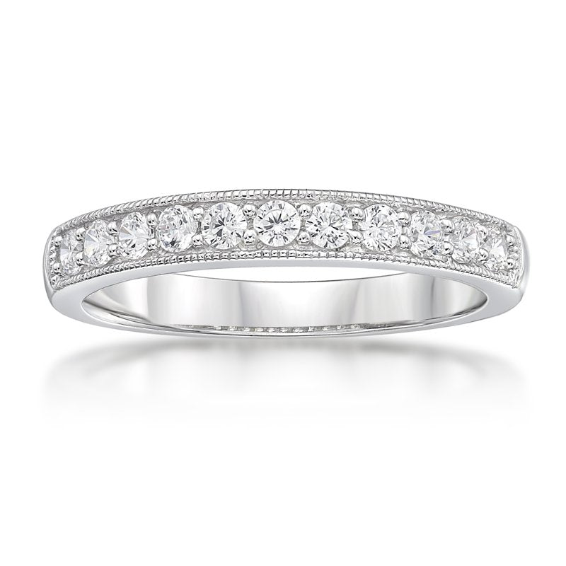Sterling Silver Simulated White Diamond Anniversary Ring - Multiple Sizes