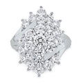 Sterling Silver Simulated White Diamond Cocktail Ring - Hypoallergenic Jewelry