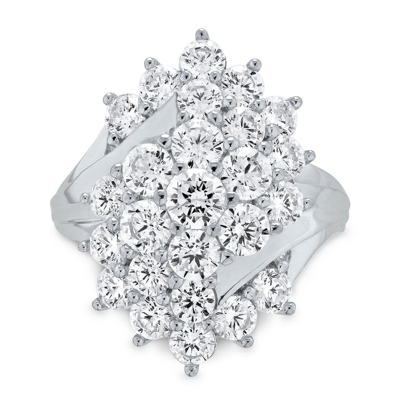 Sterling Silver Simulated White Diamond Cocktail Ring - Hypoallergenic Jewelry
