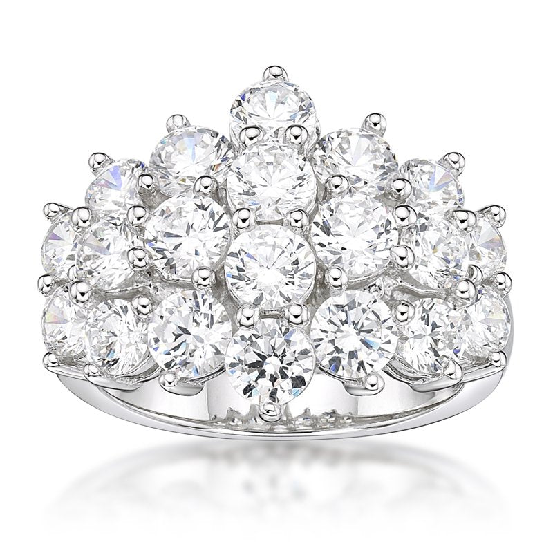 Sterling Silver Simulated White Diamond Cocktail Ring - Hypoallergenic Jewelry