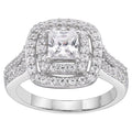 Sterling Silver Simulated White Diamond Double Halo Ring - Elegant Jewelry Gift