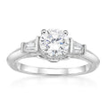 Sterling Silver 3 Stone Diamond Ring with White Simulated Diamonds - Multiple Sizes