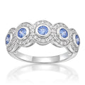 Sterling Silver Swarovski Blue & White Diamond Band Ring - Hypoallergenic Jewelry