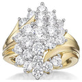 Sterling Silver and 14K Gold-Plated White Diamond Ring - Adjustable Sizes