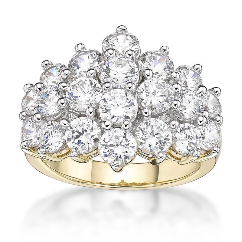 Sterling Silver Gold-Plated Cocktail Ring with Simulated White Diamonds