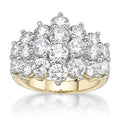 Sterling Silver and 14K Gold Plated Cocktail Ring with White Diamonds