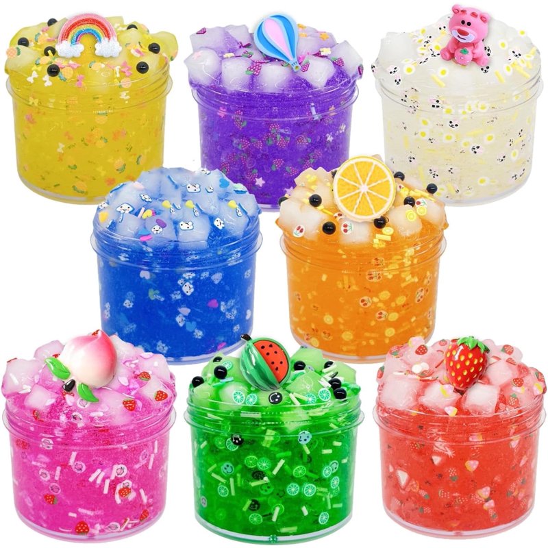 Jelly Cube Clear Slime Kit for Kids - 8 Pack Sensory DIY Toys, Stress Relief & Party Favors
