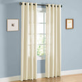 Faux Silk Grommet Window Curtain Panel - All Sizes, 38 Inch Wide, Beige