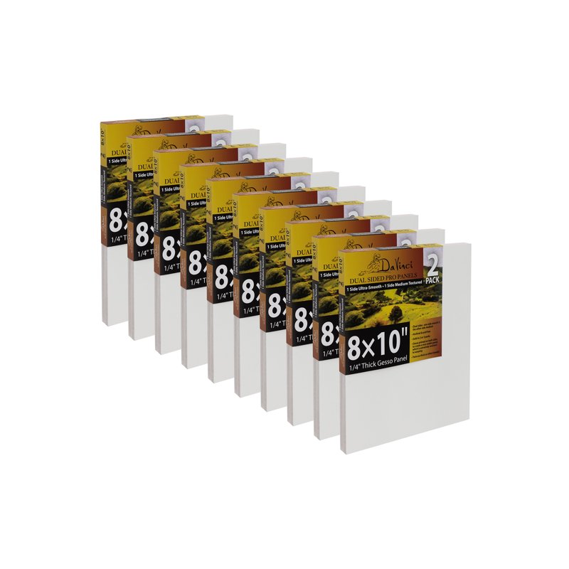 Dual Sided Art Panel Boards 20-Pack - 8x10 Inch Archival Painting Surfaces