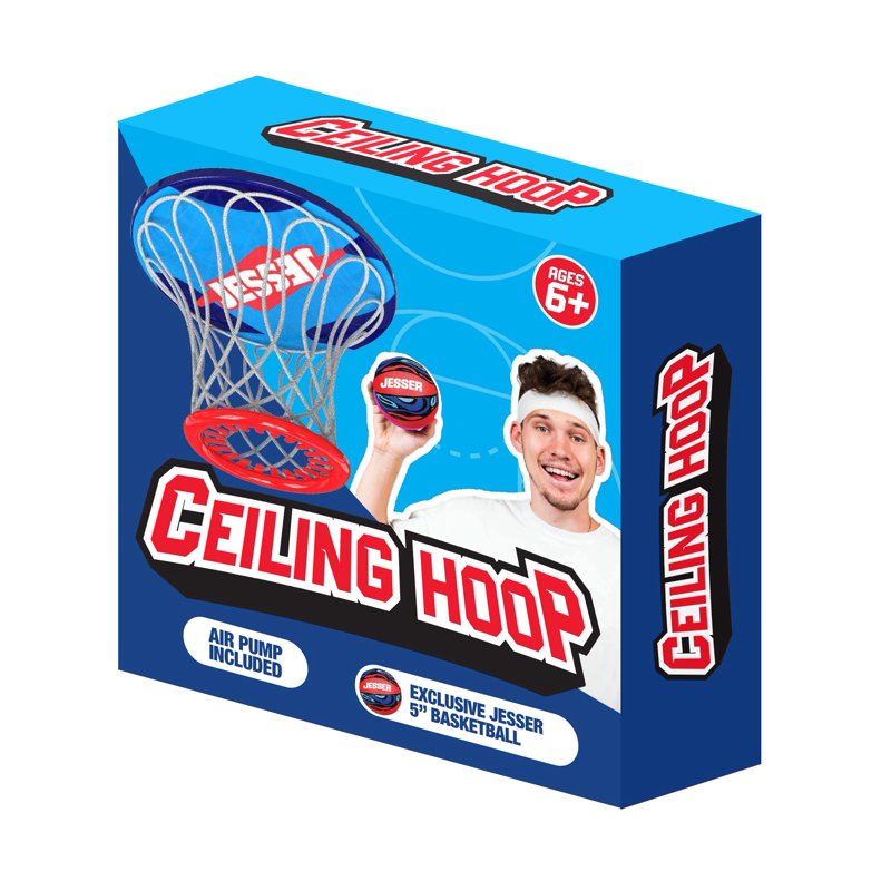 Indoor Ceiling Basketball Hoop with 2 Mini Basketballs - Perfect for Dorms & Bedrooms