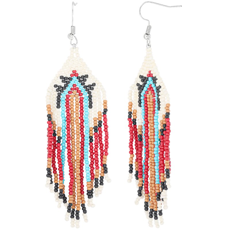 Jessica Simpson Beaded Drop Earrings for Women - Boho Chic Multi-Color Jewelry