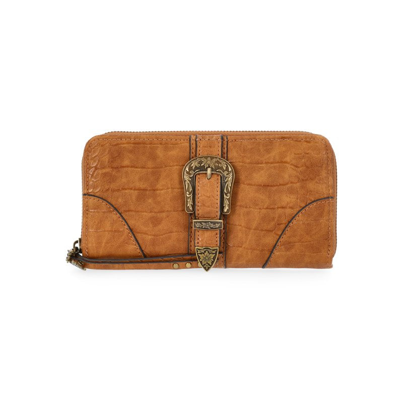 Women's Zip Around Wallet with Card Slots & Coin Pocket - Structured Leather Look