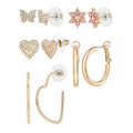 Women’s Heart and Butterfly Earrings Set - 5 Pairs Gold-Tone Jewelry Gift