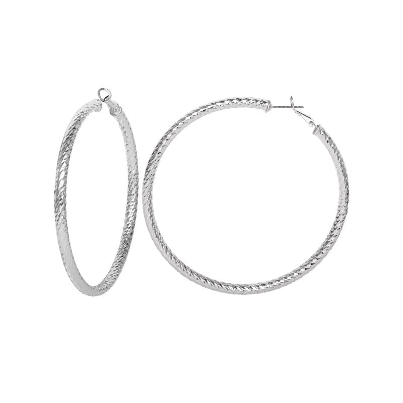 Jessica Simpson Metal Textured Hoop Earrings - Silver Tone Fashion Jewelry