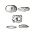 Jessica Simpson Silver-Tone Ring Set for Women - 5 Piece, Textured & Sculpted Styles