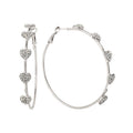 Women’s Silver-Tone Heart Stone Hoop Earrings - Jessica Simpson Jewelry