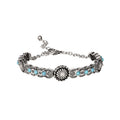 Women's Faux Turquoise Stone Bracelet - Silver Tone Adjustable Cuff