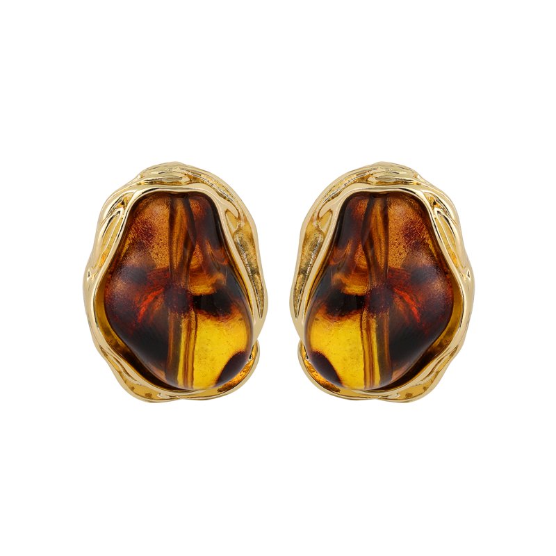 Jessica Simpson Women's Drop Earrings with Brown Stone Accents – Elegant Jewelry Accessory