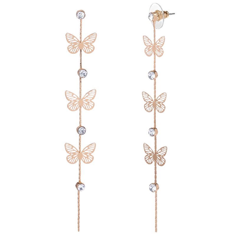 Jessica Simpson Women's Butterfly Drop Earrings - Gold-Tone with Rhinestones