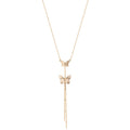 Women's Gold-Tone Butterfly Fringe Y Necklace with Rhinestones