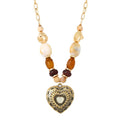 Jessica Simpson Gold-Tone Heart Necklace with Bead Details - Women's Jewelry