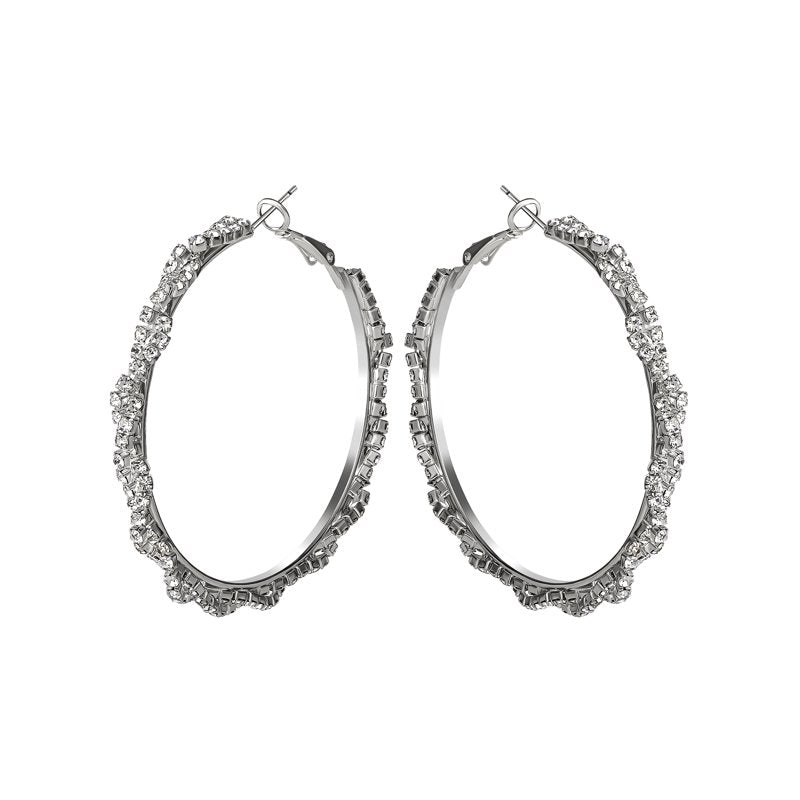 Women's Twisted Rhinestone Hoop Earrings - Silver Tone, Sparkling Jewelry