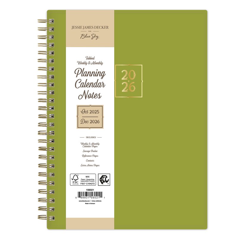 Jessie James Decker Blue Sky 15-Month Weekly & Monthly Planner - Limelight Green
