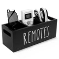 Wooden Remote Control Holder with 3 Compartments for Living Room Nightstand
