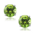 14K Solid White Gold Birthstone Stud Earrings with Swarovski Crystals - Multiple Styles