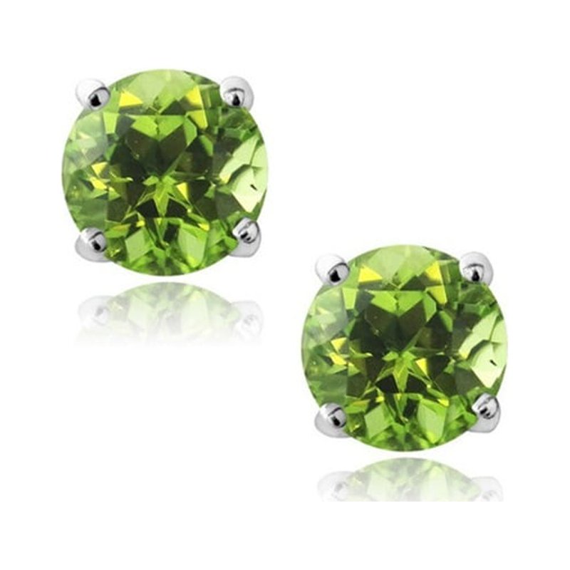 14K Solid White Gold Birthstone Stud Earrings with Swarovski Crystals - Multiple Styles