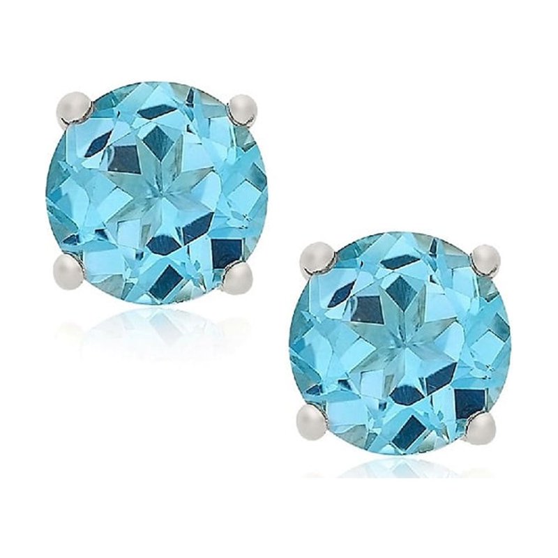 14K Solid White Gold Birthstone Stud Earrings with Swarovski Crystals – Multiple Options