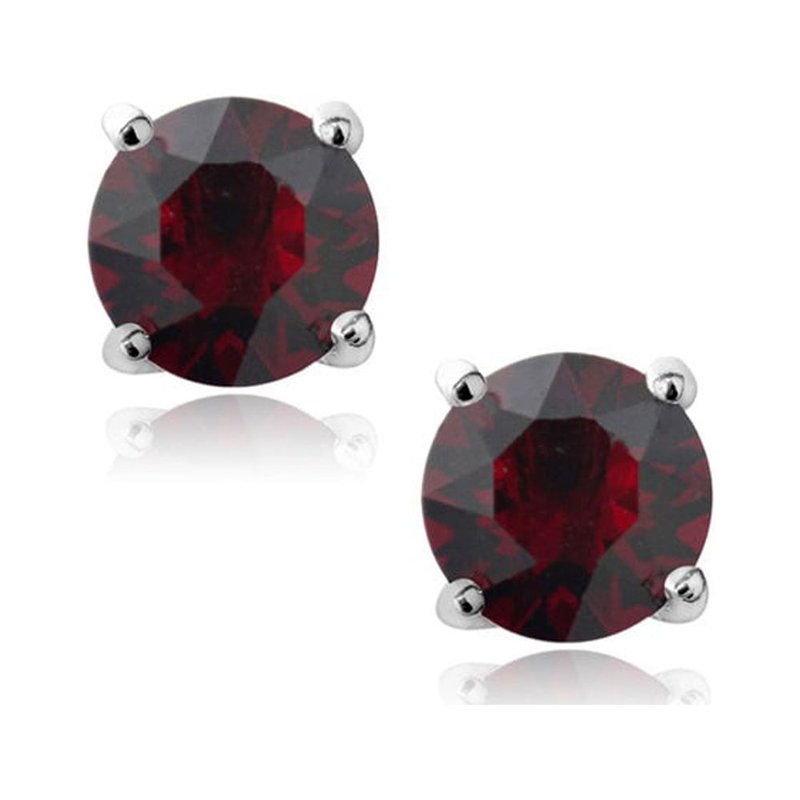 14K Solid White Gold Birthstone Stud Earrings with Swarovski Crystals - Multiple Styles