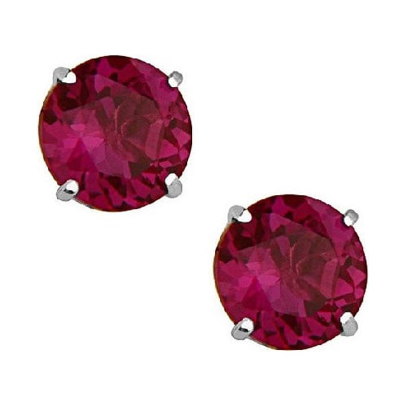 14K Solid White Gold Birthstone Stud Earrings with Swarovski Crystals - Gift-Ready