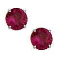 14K Solid White Gold Birthstone Stud Earrings with Swarovski Crystals - Gift-Ready