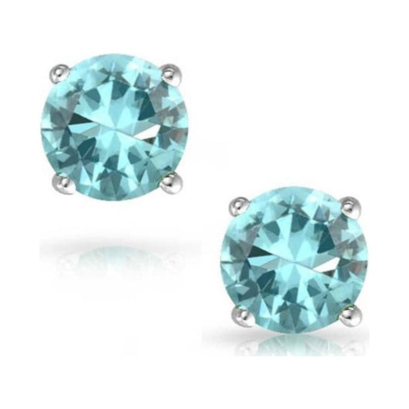14K Solid White Gold Birthstone Stud Earrings – Swarovski Crystals, Hypoallergenic