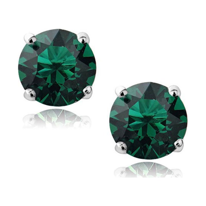 14K Solid Gold Birthstone Stud Earrings with Swarovski Crystals - Multiple Styles & Months