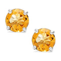 14K Solid White Gold Birthstone Stud Earrings with Swarovski Crystals