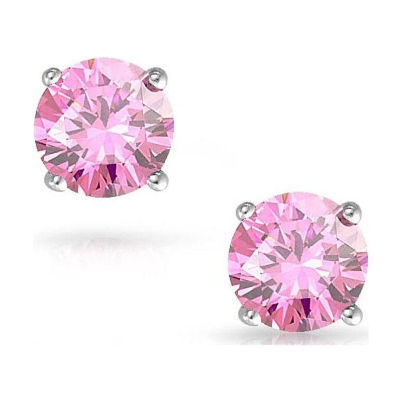 14K Solid White Gold Birthstone Stud Earrings with Swarovski Crystals