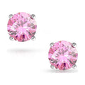 14K Solid White Gold Birthstone Stud Earrings with Swarovski Crystals